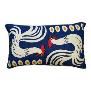 We love Vera Anthropologie hand-embroidered large 29” x 17” statement pillow